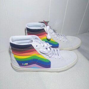 Vans Men's Size 11.0 Suede Skate Sk8-Hi Pride White Multi Rainbow VN0A5FCCWTM